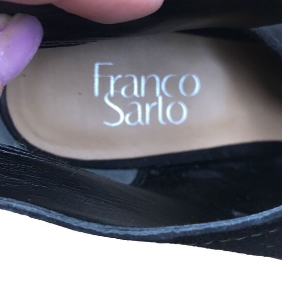 Franco Sarto black suede lace up 4” stiletto open toe size 10M - Picture 13 of 13